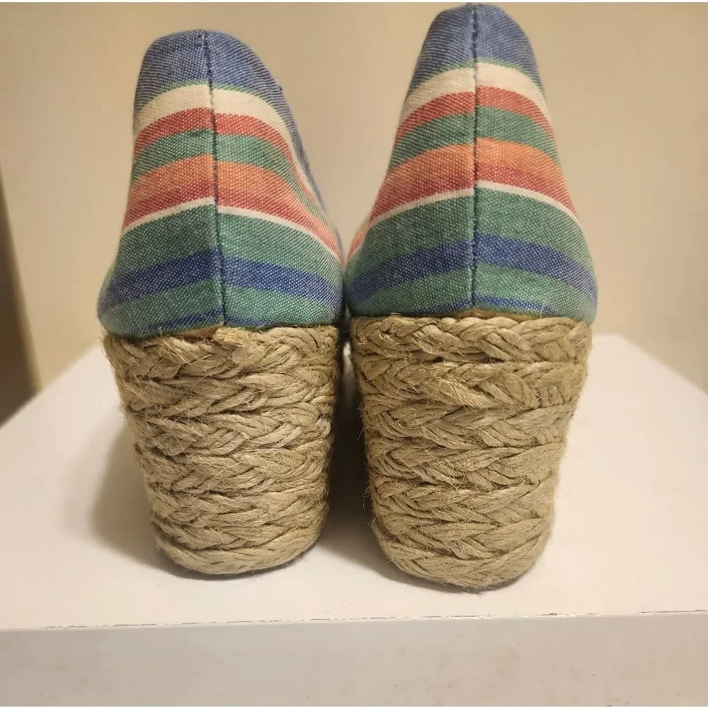 Lauren Ralph Lauren Cecelia Canvas Peep Toe Wedge Heel Espadrilles Sz. 8.5 $195